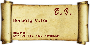 Borbély Valér névjegykártya
